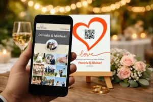 QR Code Hochzeitsfotos – PhotoShare Gästegalerie für eure Hochzeit