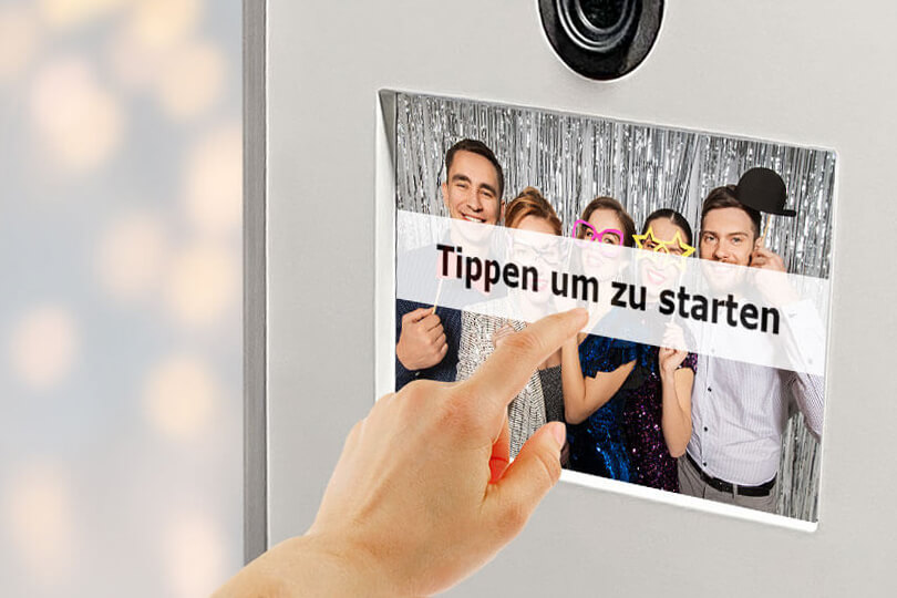 click and smile Fotobox mit Touchscreen für einfache und schnelle Bedienung