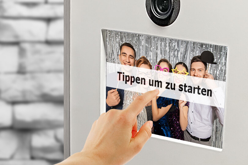 click and smile Fotobox mit Touchscreen für einfache und schnelle Bedienung